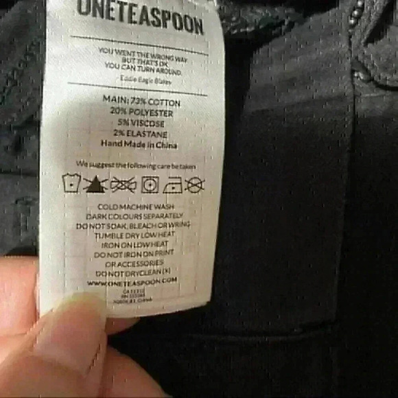 One Teaspoon Jean 25 Jett Black Gilded Freebirds II High Rise Skinny Stretch NWT - Picture 3 of 7